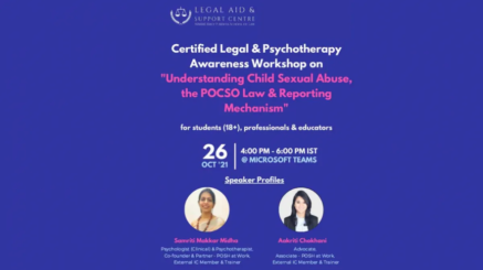 24th Oct 2021 – Interactive Legal & Psychotherapy Awareness Workshop on Child Sexual Abuse
