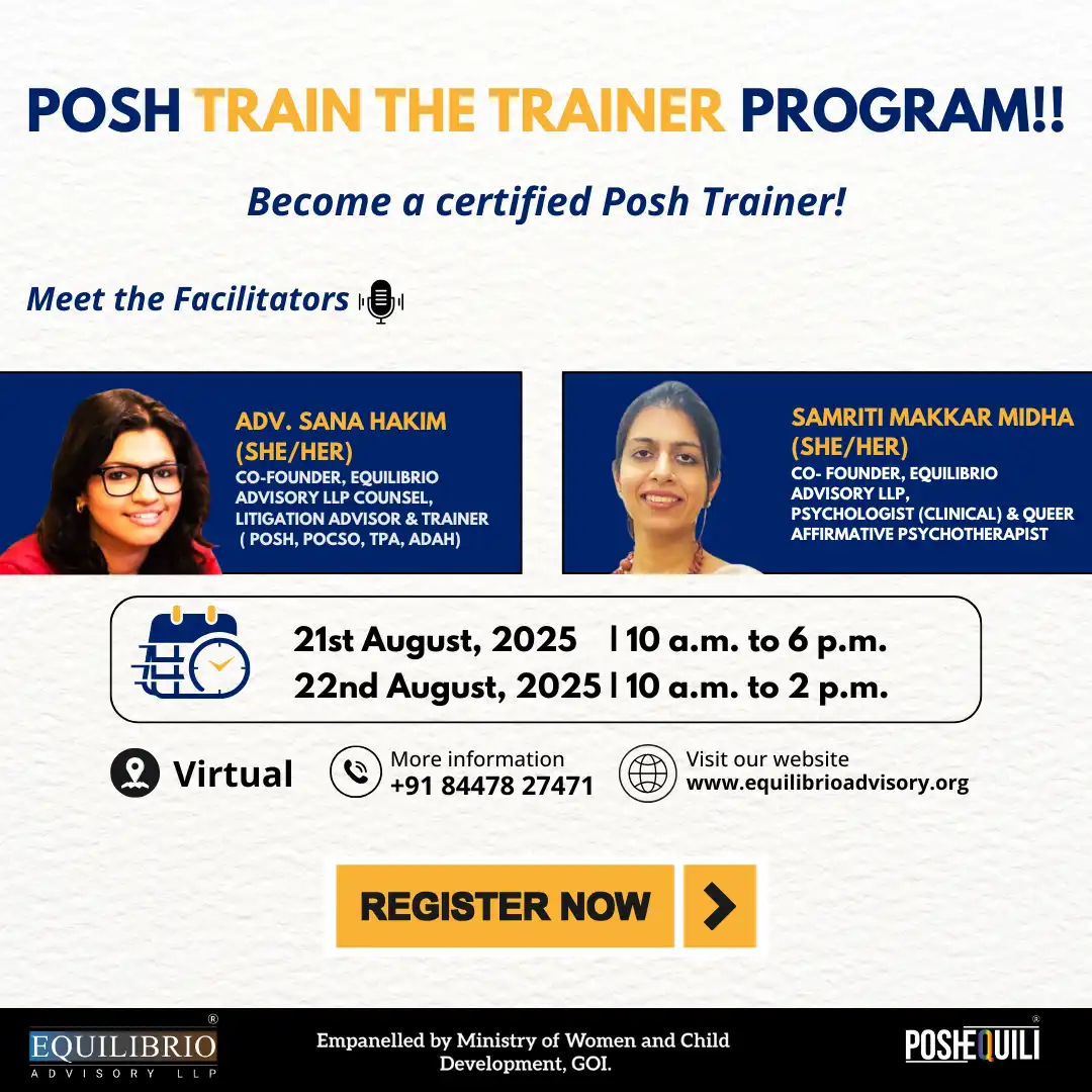 Train The Trainer POSH Workshop August 2025 - 17th July 2025