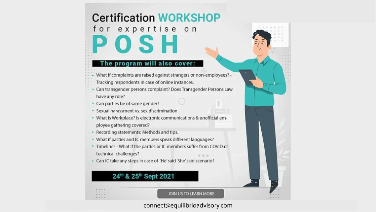 24 – 25 Sept 2021 – Certification Workshop for Expertise on POSH