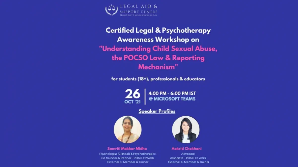 24th Oct 2021 – Interactive Legal & Psychotherapy Awareness Workshop on Child Sexual Abuse