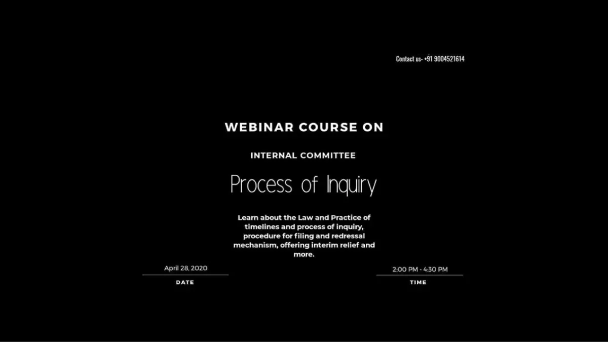28th April 2020 – Certificate course on Internal Committee Process of Inquiry